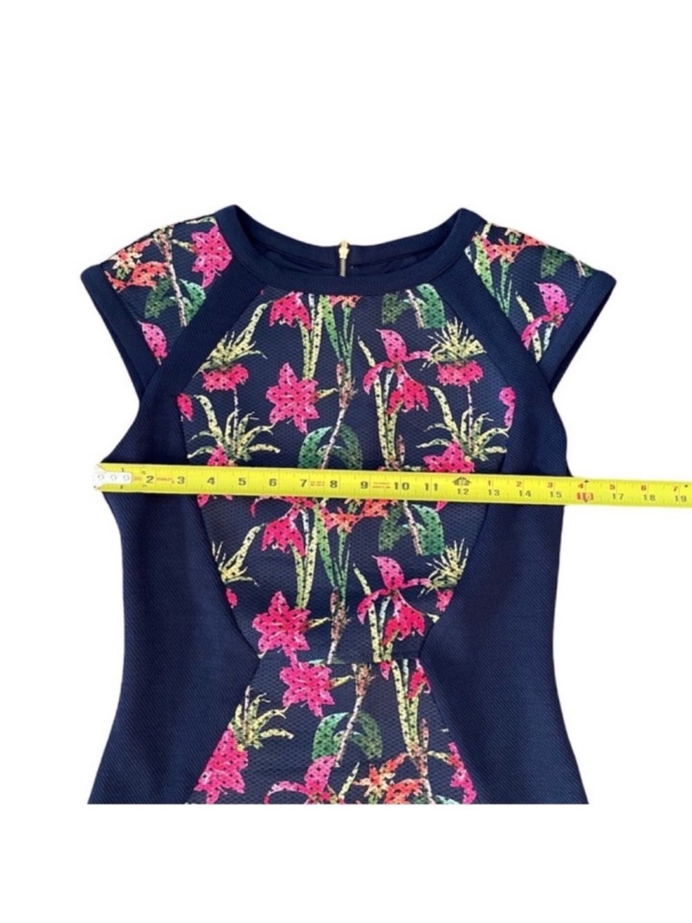 Pink Martini the tropical dress shortsleeved floral print navy dress size small - Picture 10 of 16